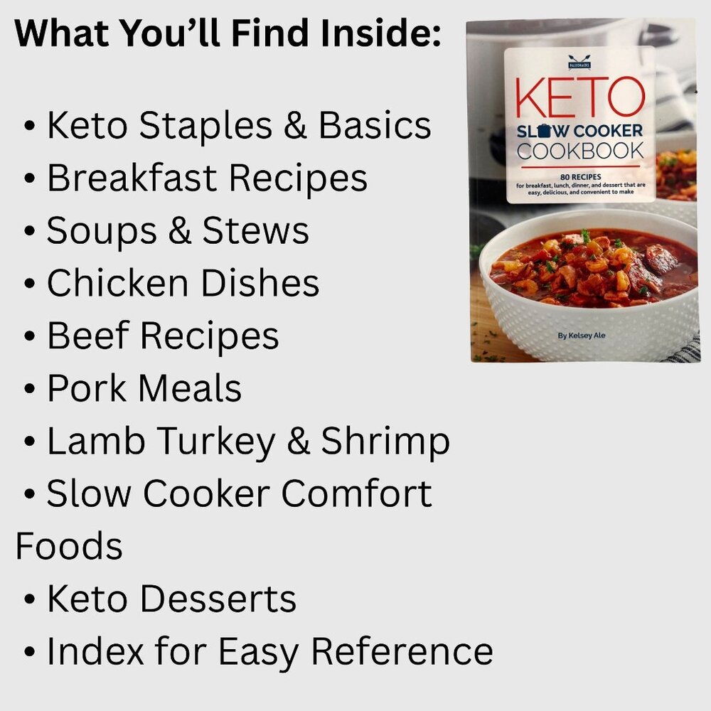 Keto Slow Cooker Cookbook by Kelsey Ale Paperback 80 Recipes 2020 - Picture 6 of 7